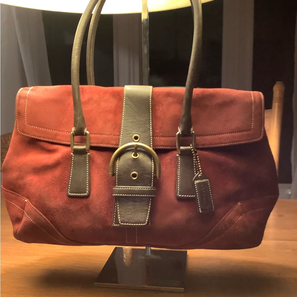 Vintage Coach Soho Burgundy Suede Shoulder Bag